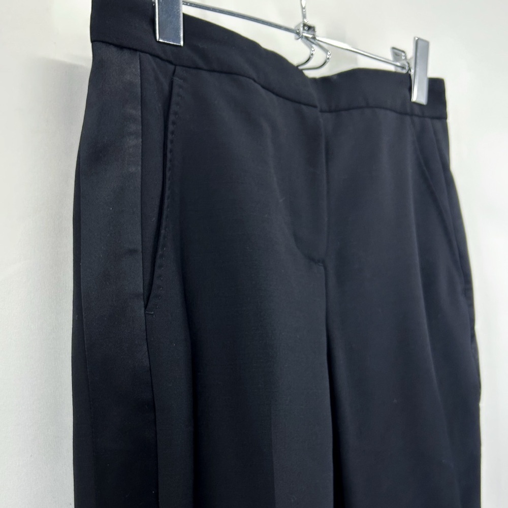 Burberry Uniform Black Wool Mohair Trousers Satin Racer Stripes Size 2 - Picture 5 of 7